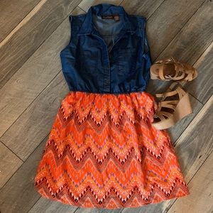 Denim orange dress